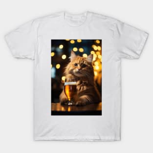 Hard Working Hard Drinking Cat T-Shirt